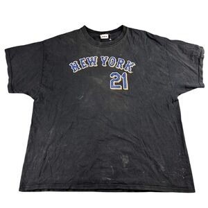 Vintage CSA New York Mets T-Shirt Men 2XL Black Carlos Delgado‎ 21 MLB Baseball
